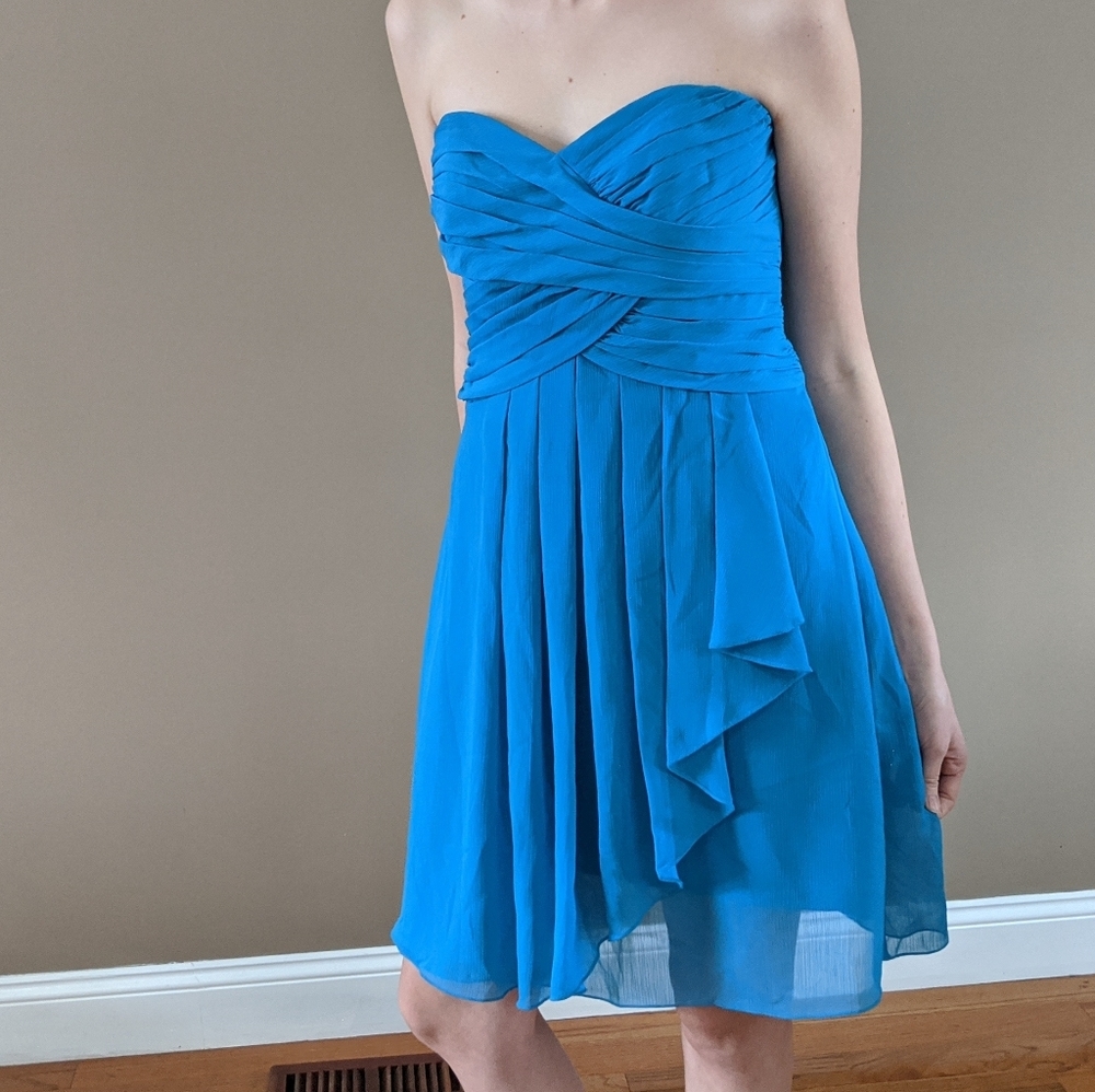 David's Bridal Sz 8 Pacific Short Crinkle Chiffon - Picture 6 of 8